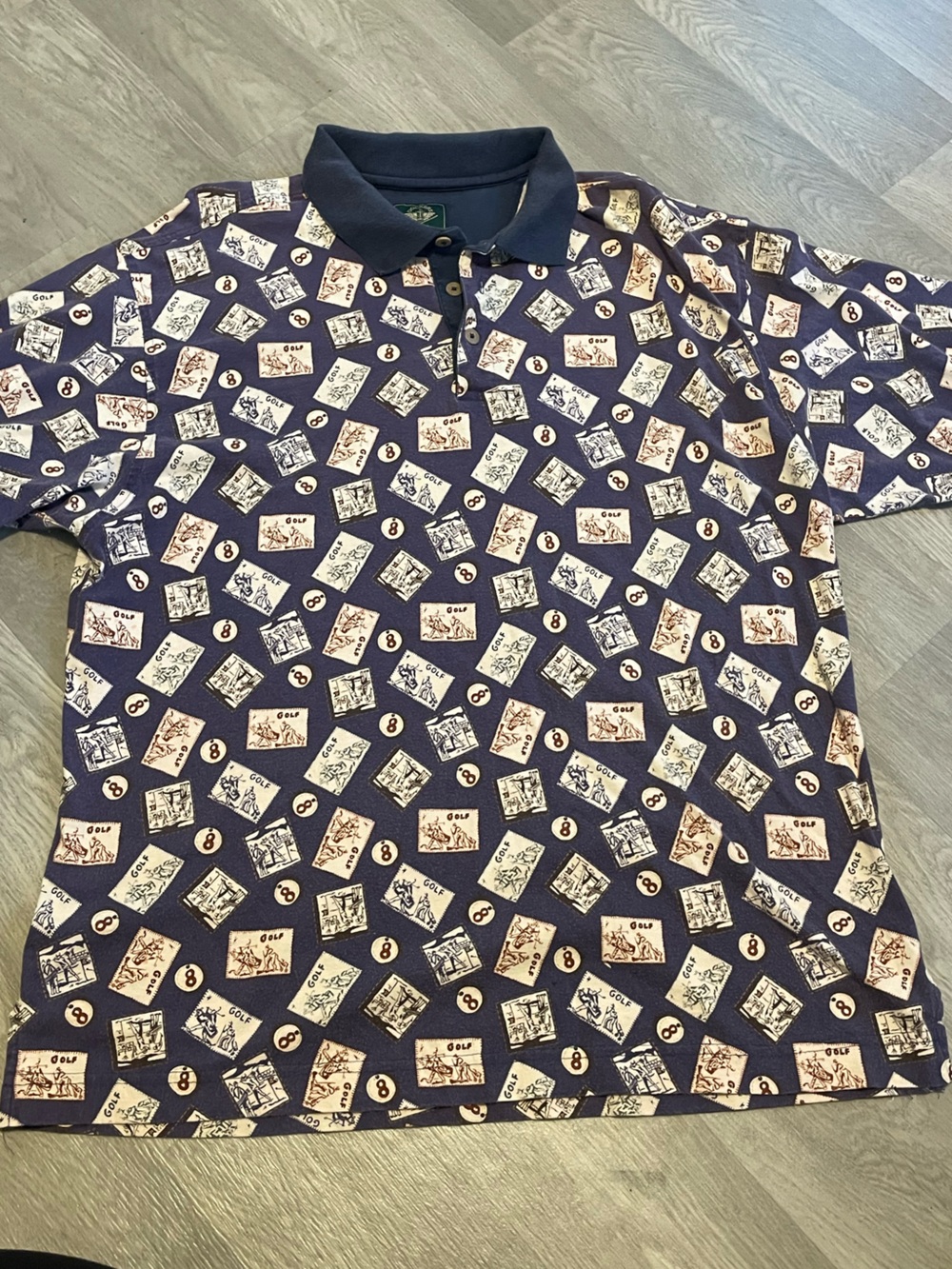 Dockers Navy Short-Sleeve Polo with Novelty Print